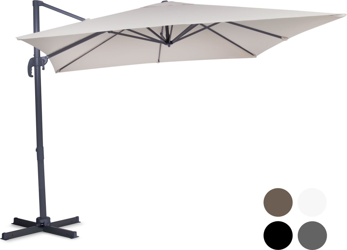 VONROC Premium Zweefparasol Pisogne 300x300m - Duurzame parasol – 360 ° Draaibaar - Kantelbaar – UV werend doek - Beige – Incl. beschermhoes review