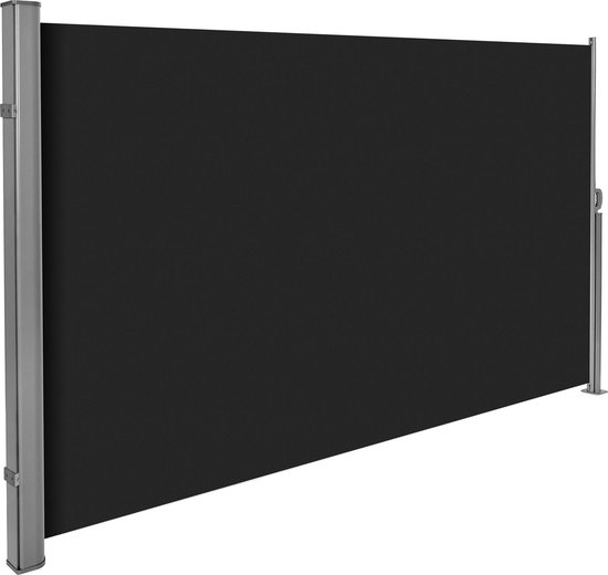 tectake - Uitschuifbaar aluminium windscherm tuinscherm 180 x 300 cm zwart 401528 