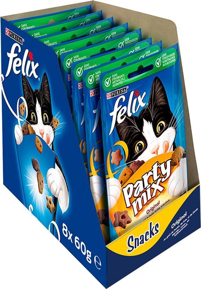 Felix Party Mix - Kattensnacks Original - 8 x 60 g